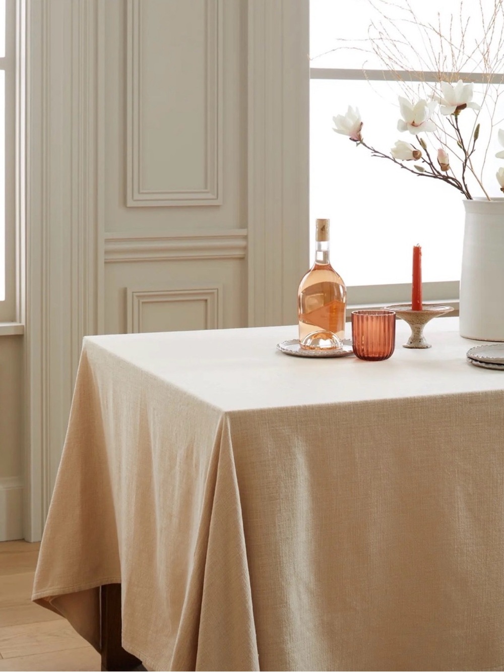 NWT QUINCE 70x108 Organic Cotton Tablecloth Flax - Picture 2 of 5